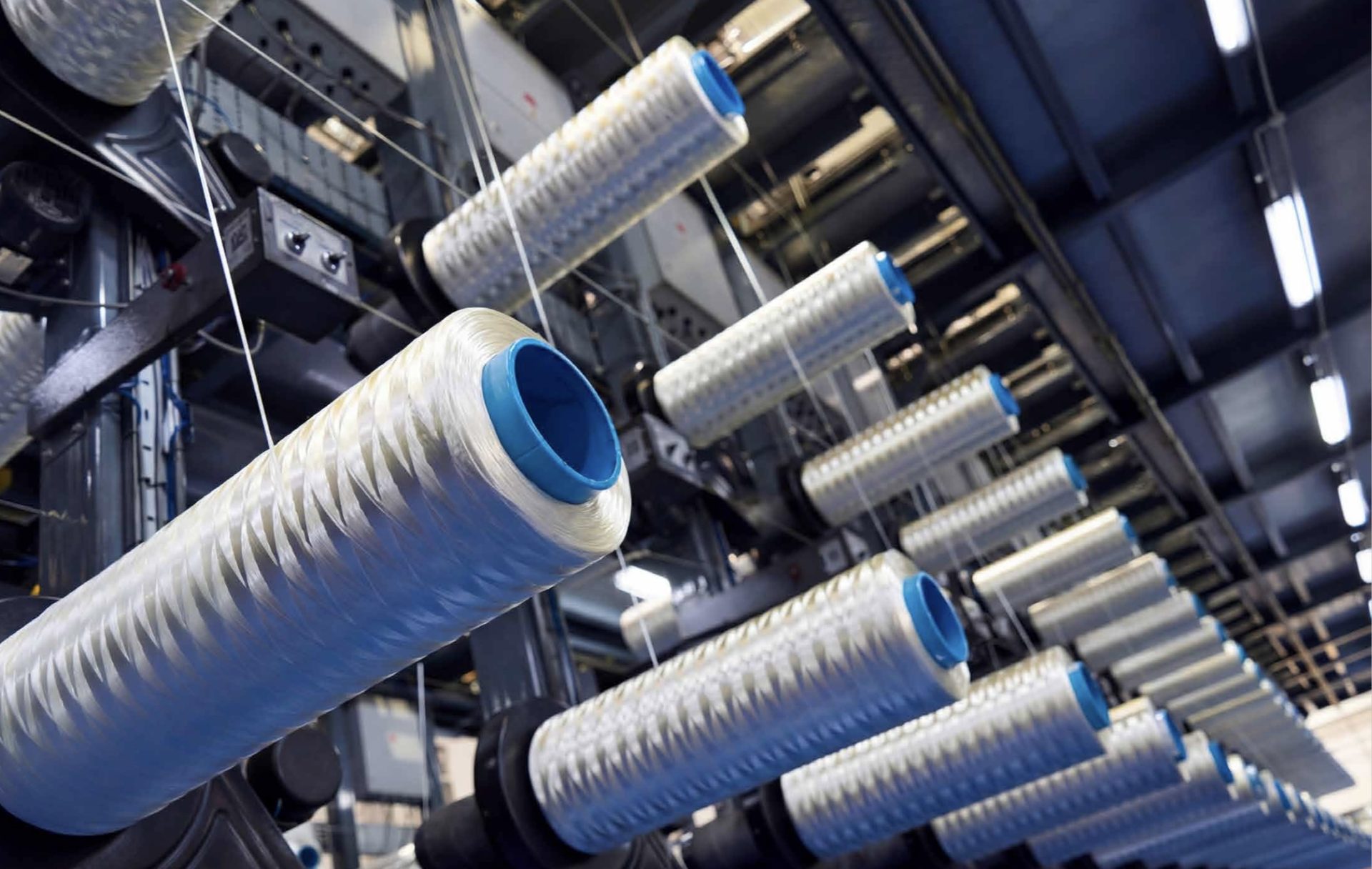 Fibre creel inside the production facility